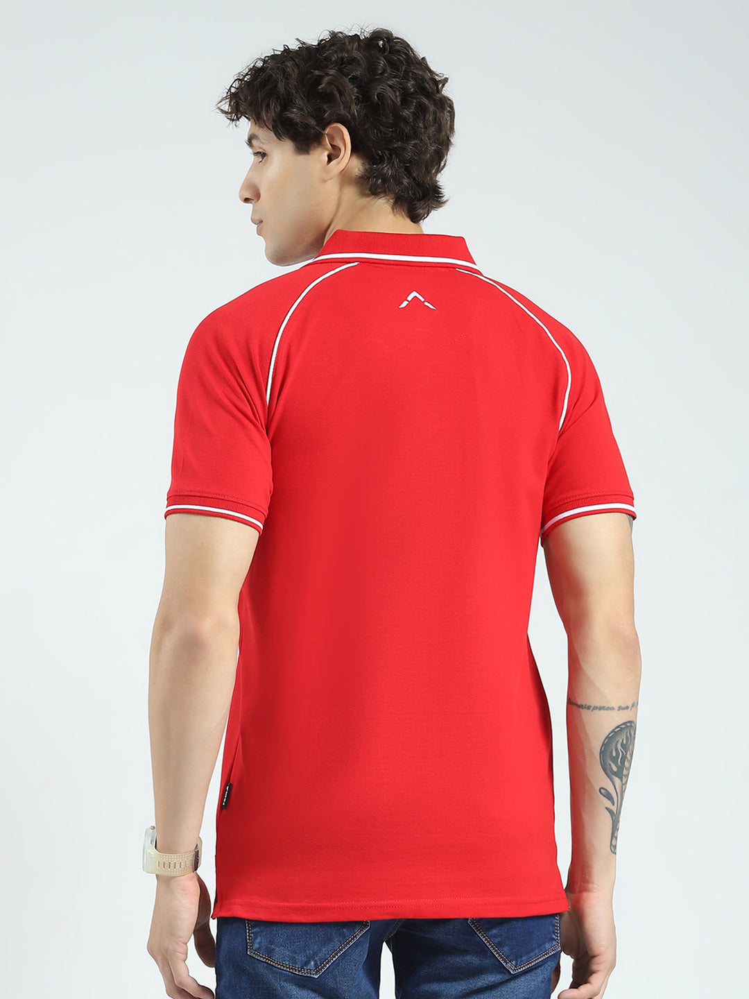 Rock.it Men Red Solid Collar Half Sleeve T-Shirt