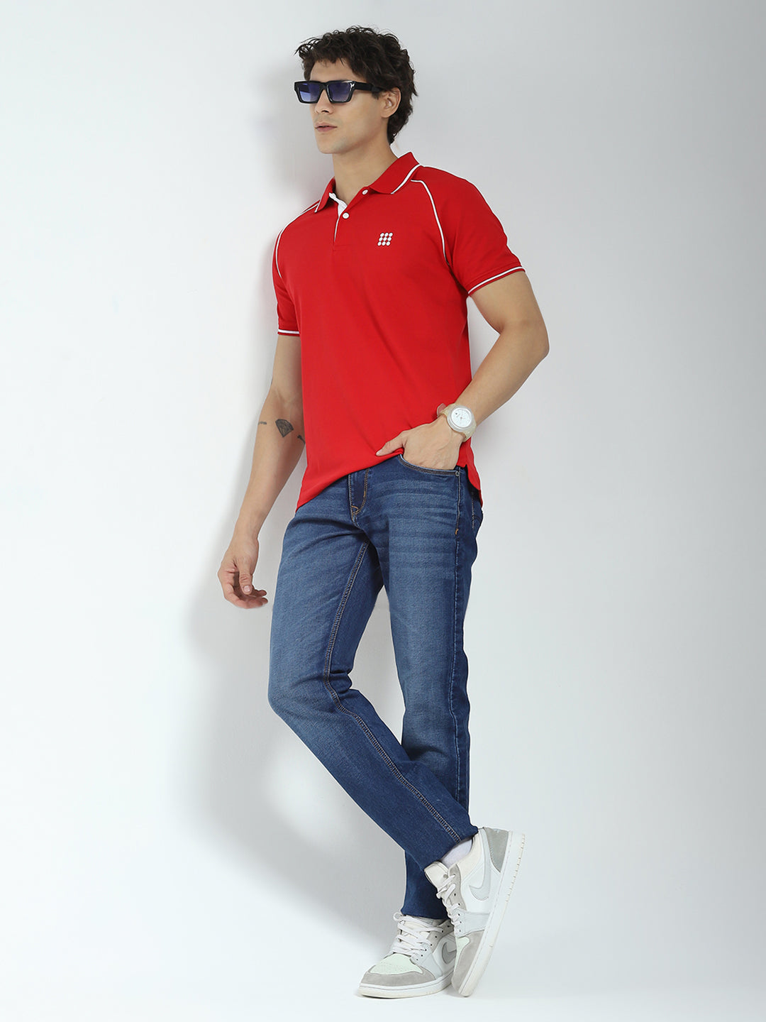 Rock.it Men Red Solid Collar Half Sleeve T-Shirt
