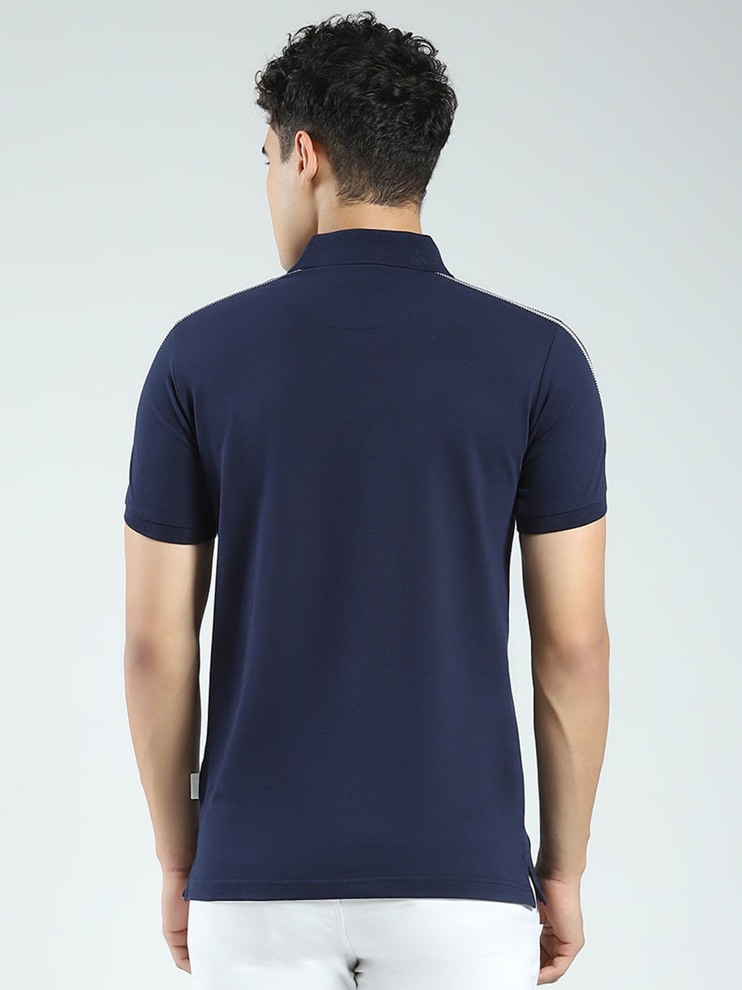 Rock.it Men Navy Blue Solid Collar Half Sleeve T-Shirt