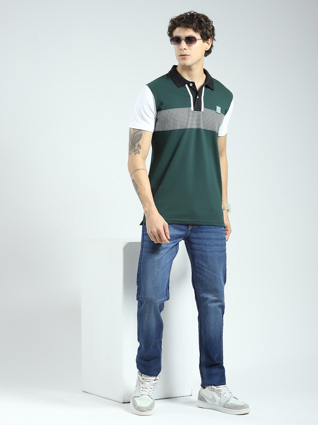 Rock.it Men Green Printed Collar Half Sleeve T-Shirt
