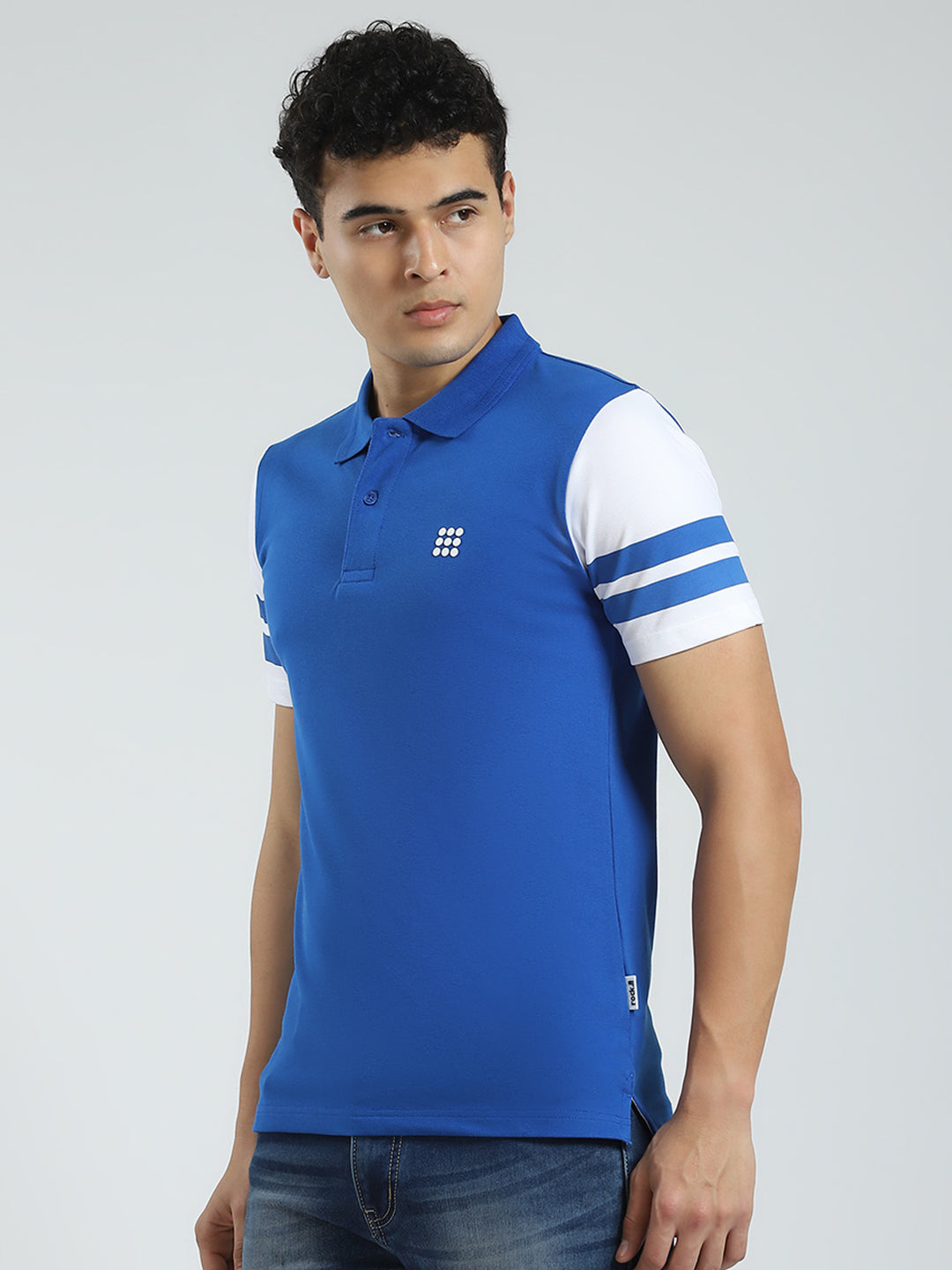 Rock.it Men Blue Solid Collar Half Sleeve T-Shirt