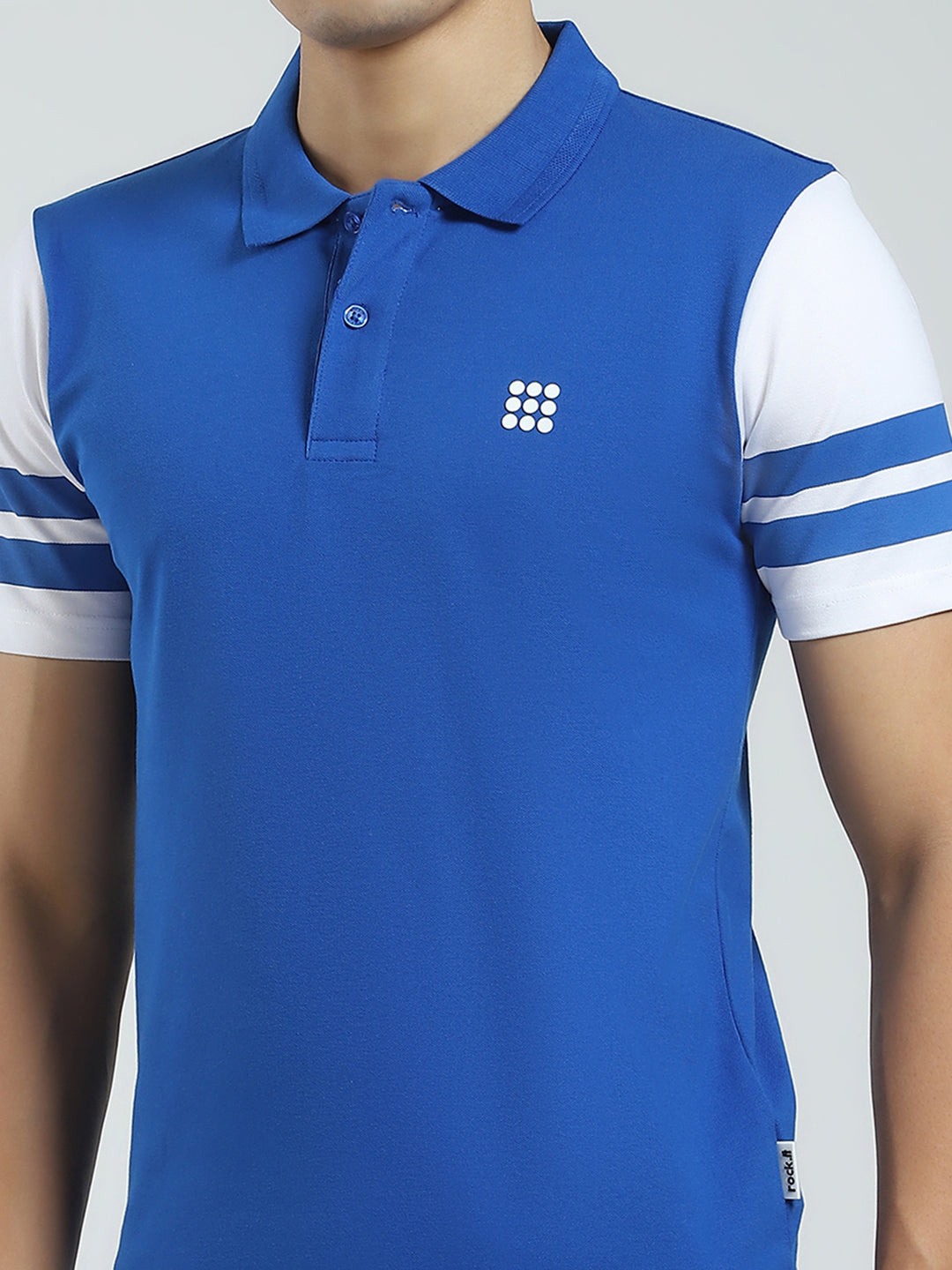 Rock.it Men Blue Solid Collar Half Sleeve T-Shirt