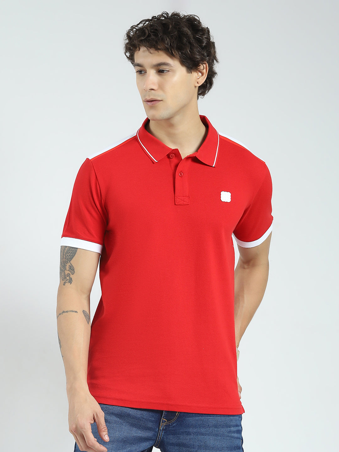 Rock.it Men Red Solid Collar Half Sleeve T-Shirt