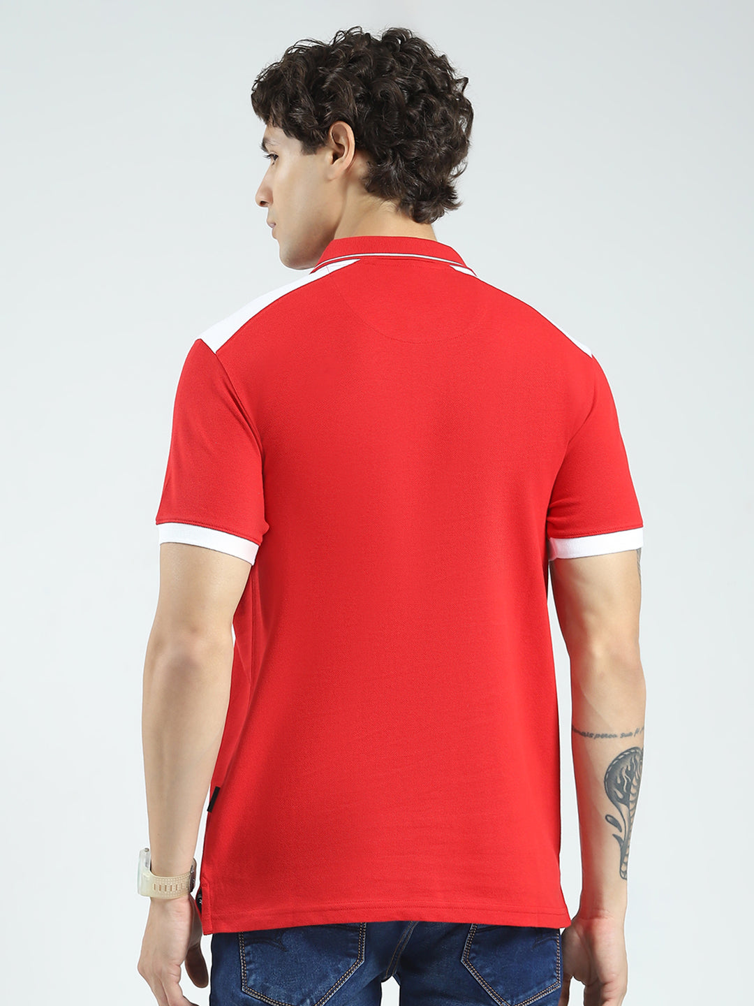 Rock.it Men Red Solid Collar Half Sleeve T-Shirt