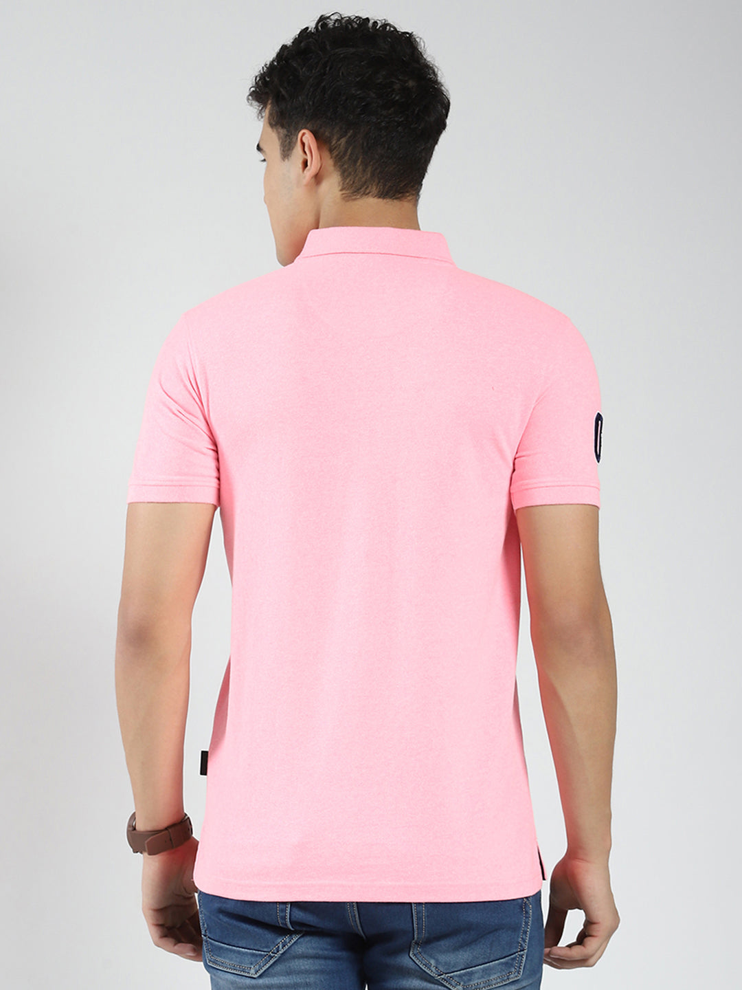 Rock.it Men Pink Solid Collar Half Sleeve T-Shirt