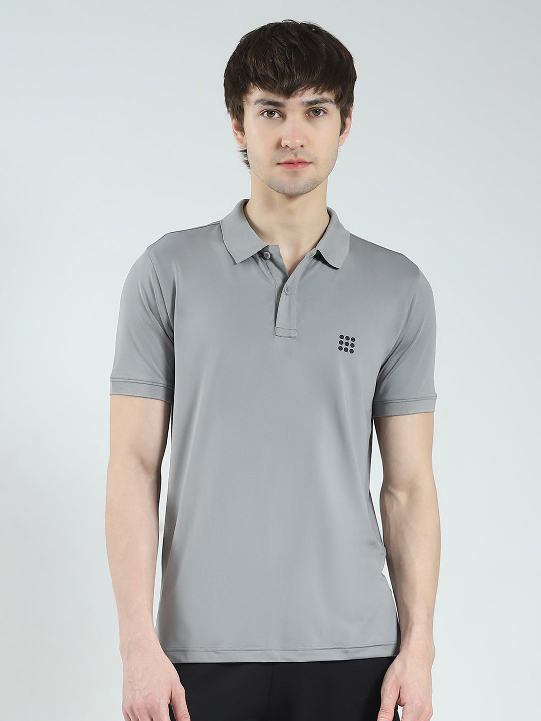 Rock.it Men Grey Solid Collar Half Sleeve T-Shirt