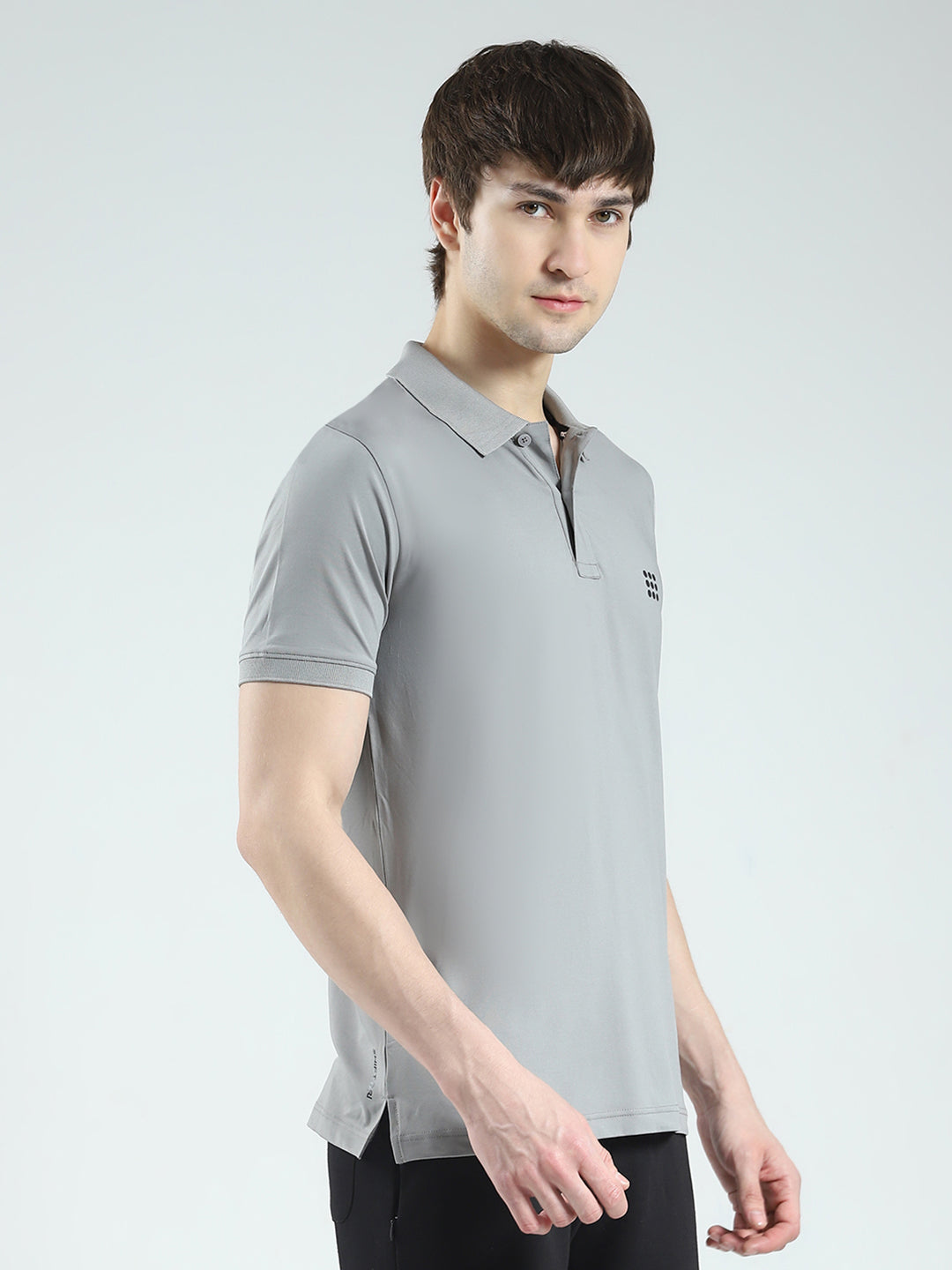 Rock.it Men Grey Solid Collar Half Sleeve T-Shirt