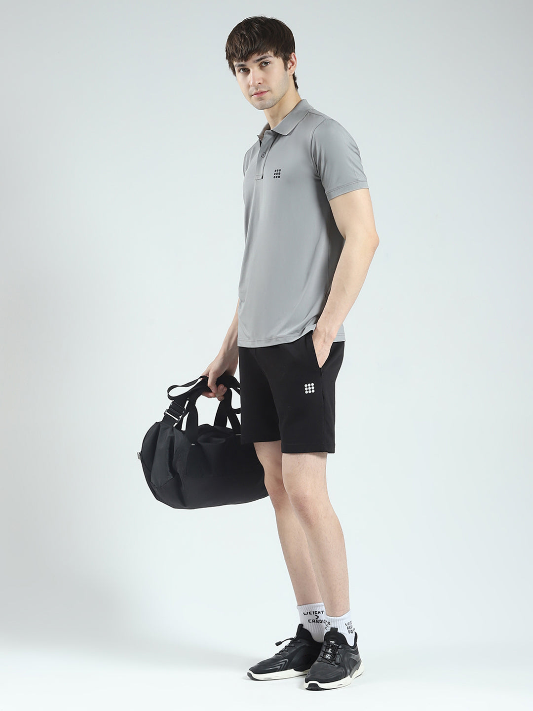 Rock.it Men Grey Solid Collar Half Sleeve T-Shirt