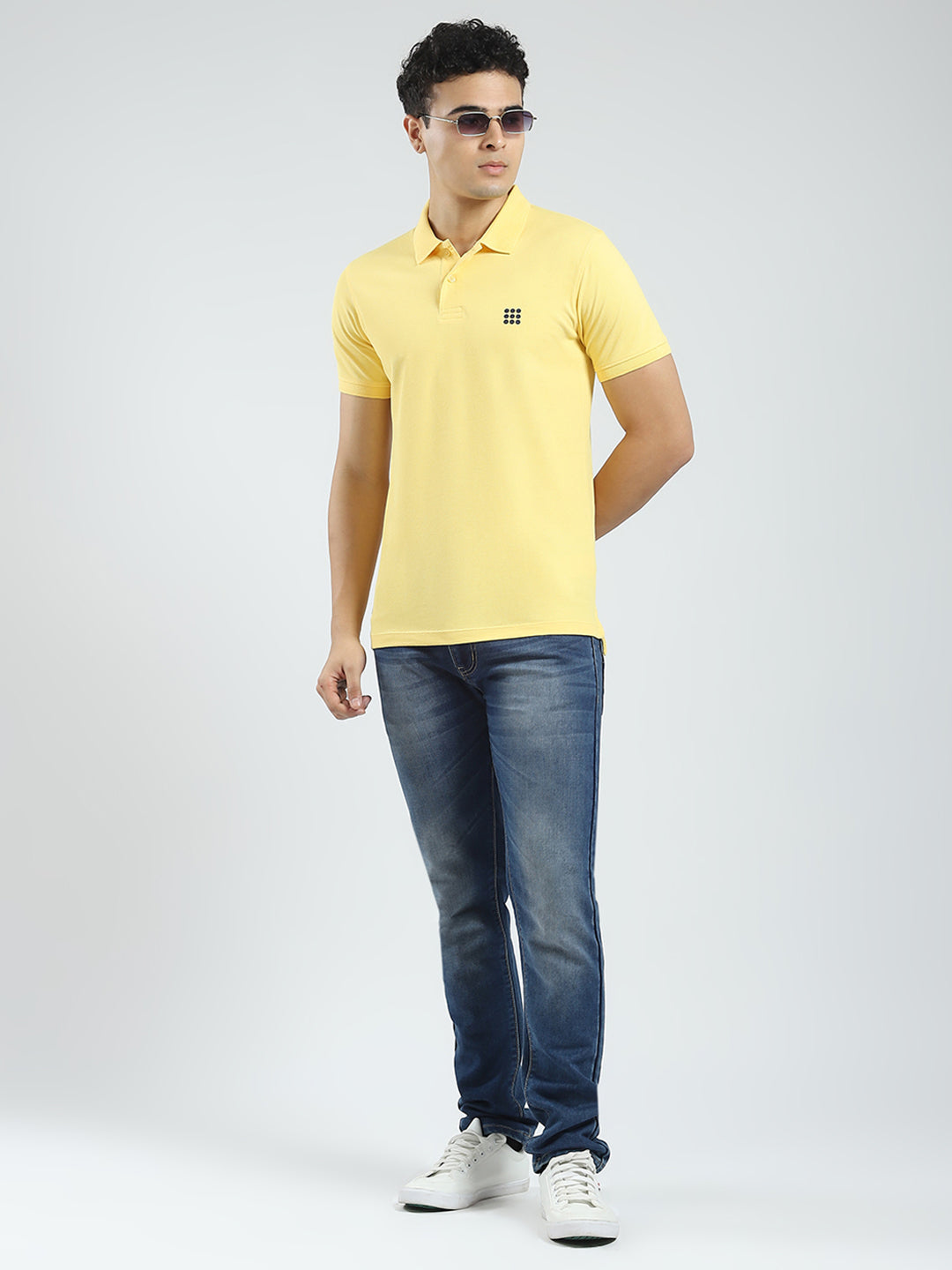 Rock.it Men Yellow Solid Collar Half Sleeve T-Shirt