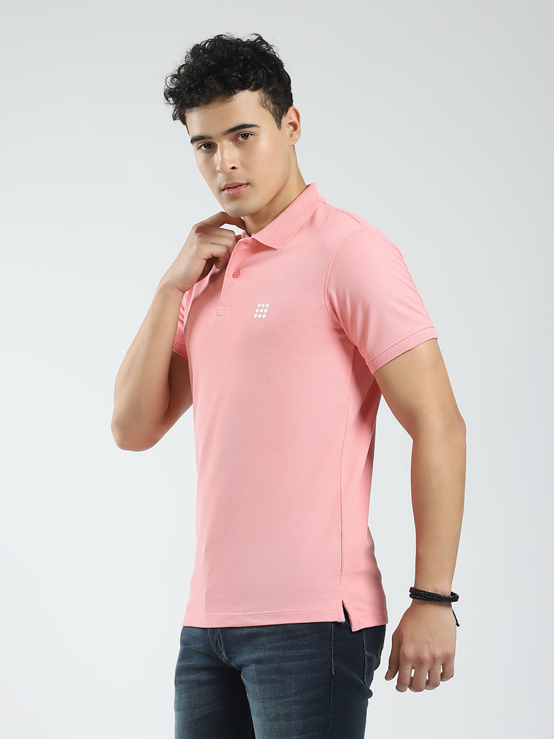 Rock.it Men Pink Solid Collar Half Sleeve T-Shirt