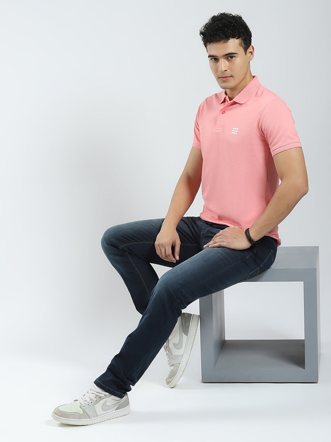 Rock.it Men Pink Solid Collar Half Sleeve T-Shirt