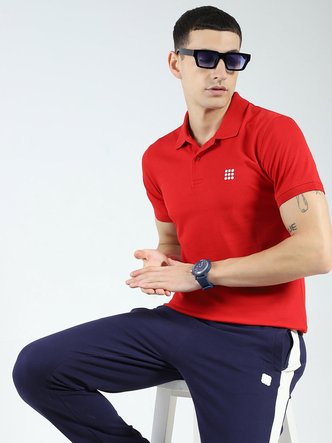 Rock.it Men Red Solid Collar Half Sleeve T-Shirt