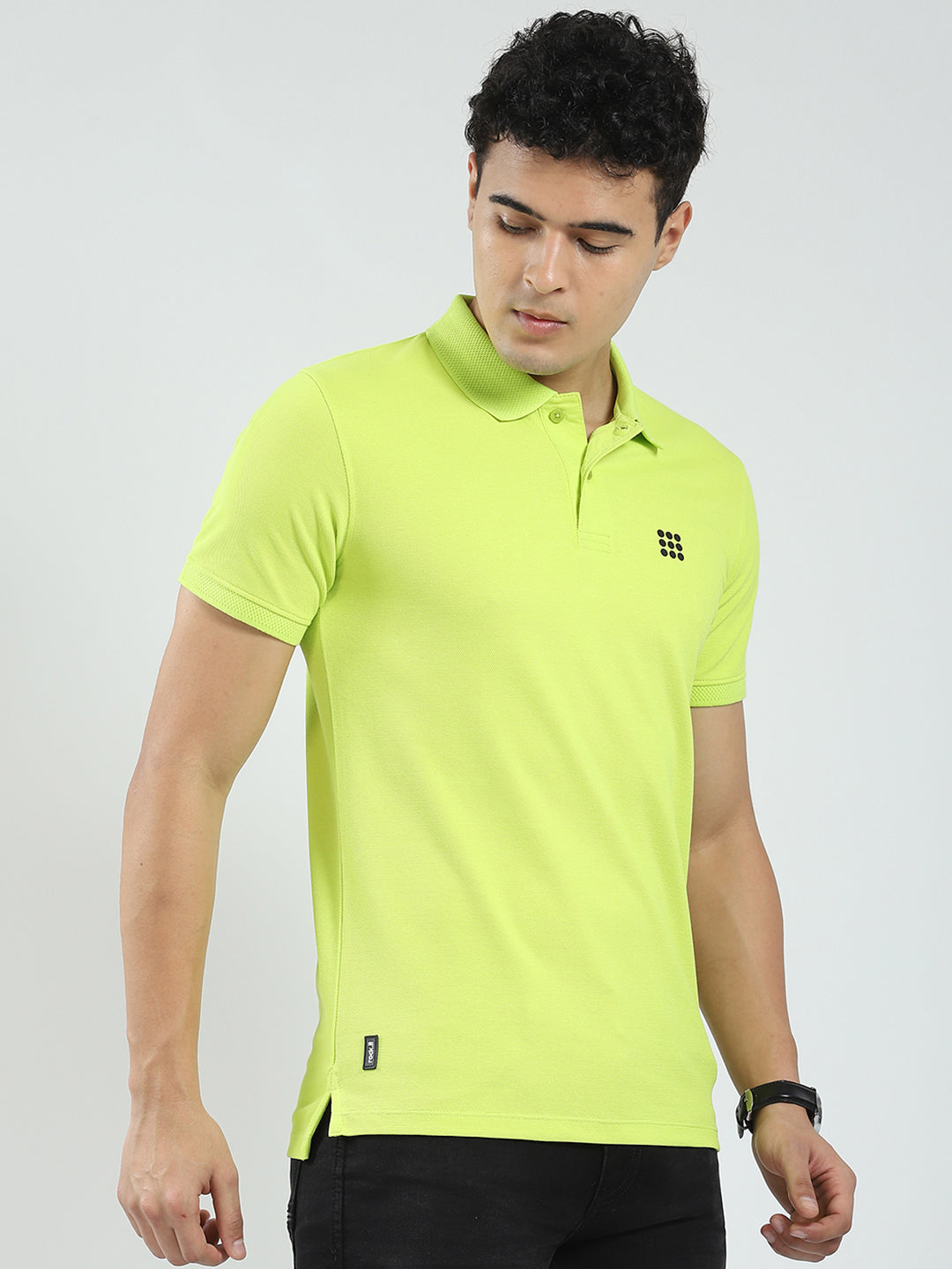 Rock.it Men Green Solid Collar Half Sleeve T-Shirt