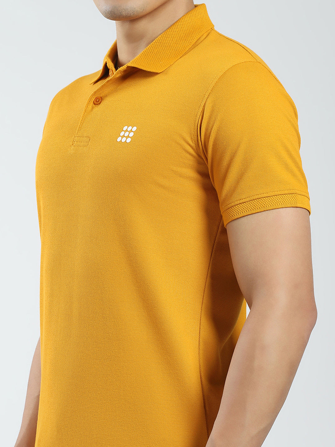 Rock.it Men Mustard Solid Collar Half Sleeve T-Shirt