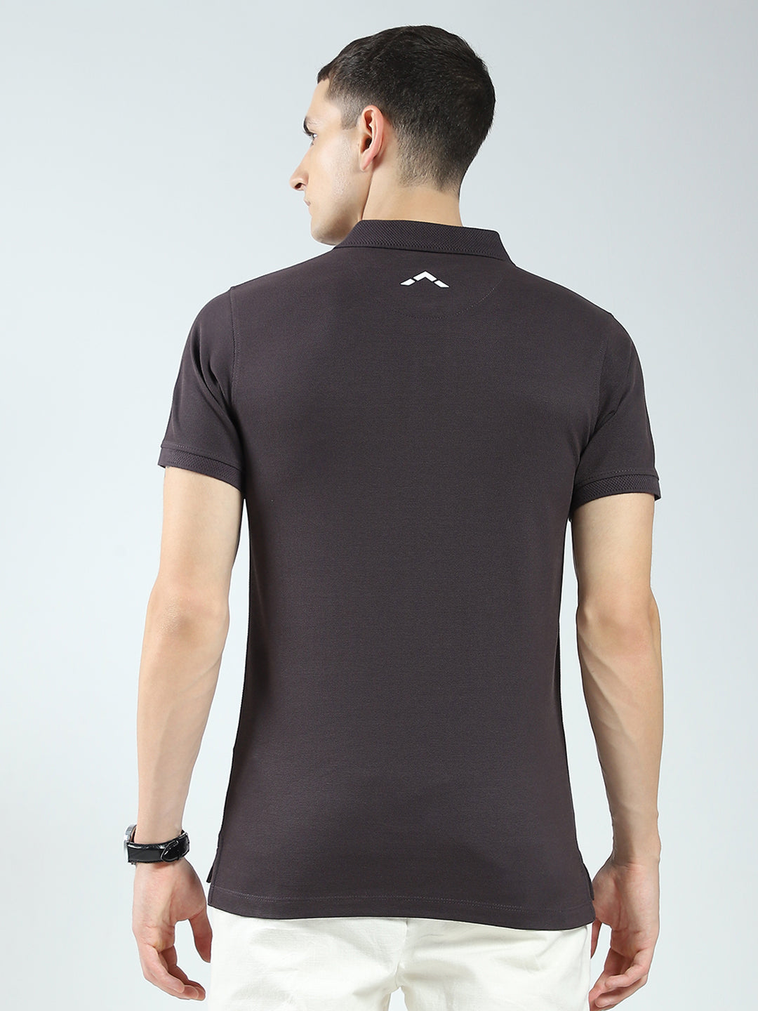 Rock.it Men Charcoal Solid Collar Half Sleeve T-Shirt