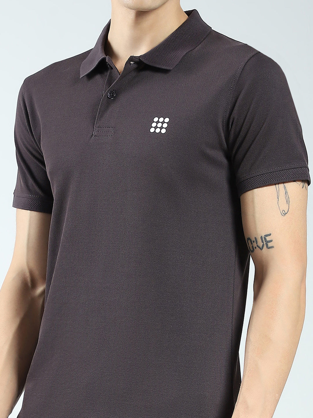 Rock.it Men Charcoal Solid Collar Half Sleeve T-Shirt