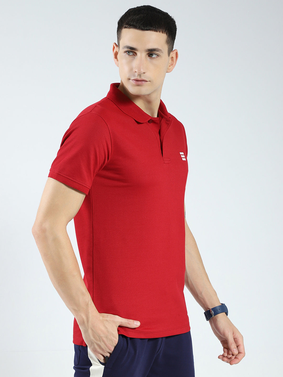 Rock.it Men Maroon Solid Collar Half Sleeve T-Shirt