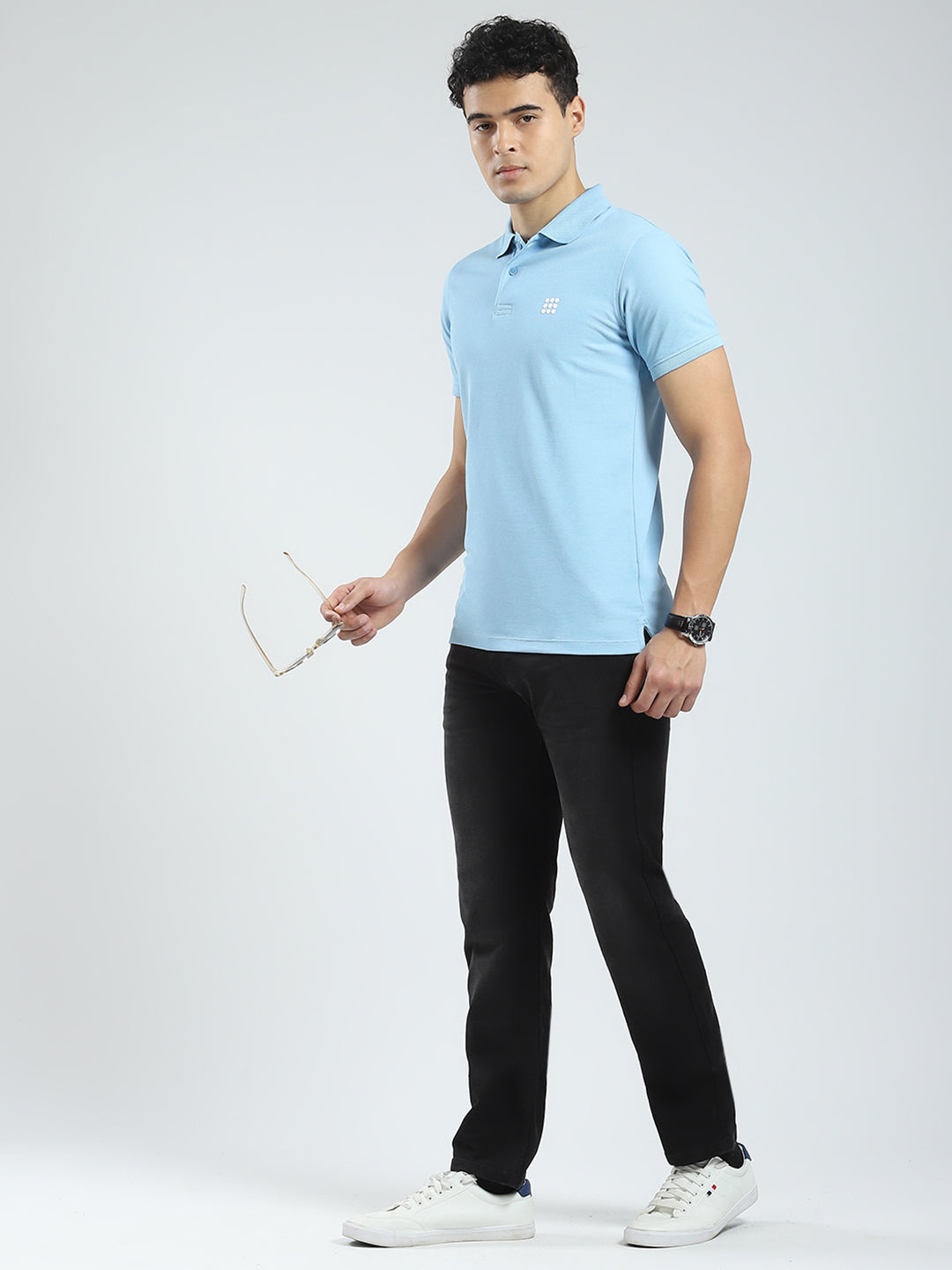 Rock.it Men Blue Solid Collar Half Sleeve T-Shirt