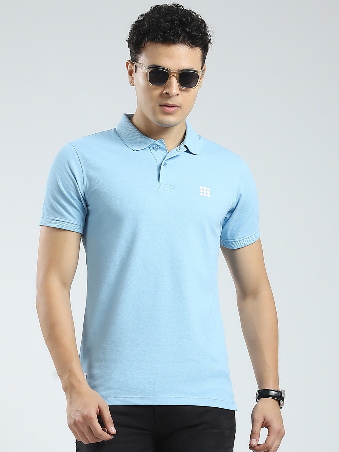 Rock.it Men Blue Solid Collar Half Sleeve T-Shirt