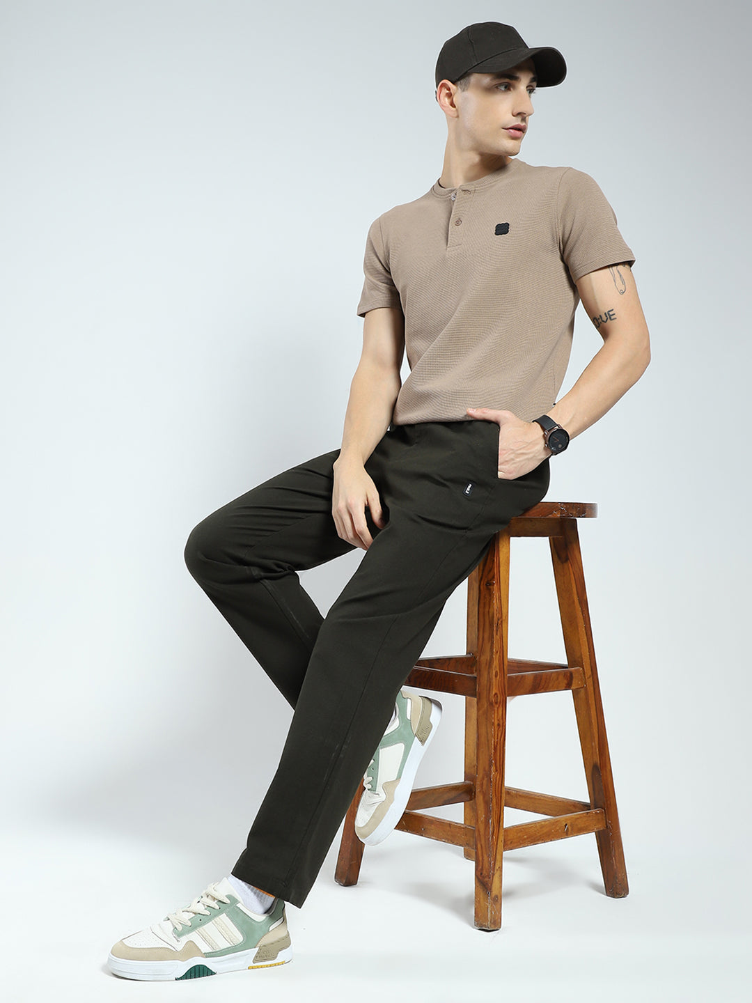 Rock.it Men Beige Solid Round Neck Half Sleeve T-Shirt