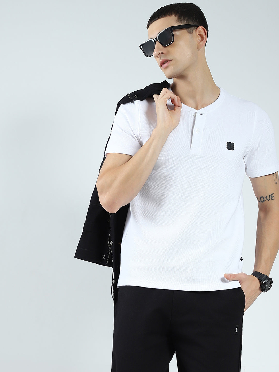 Rock.it Men White Solid Round Neck Half Sleeve T-Shirt
