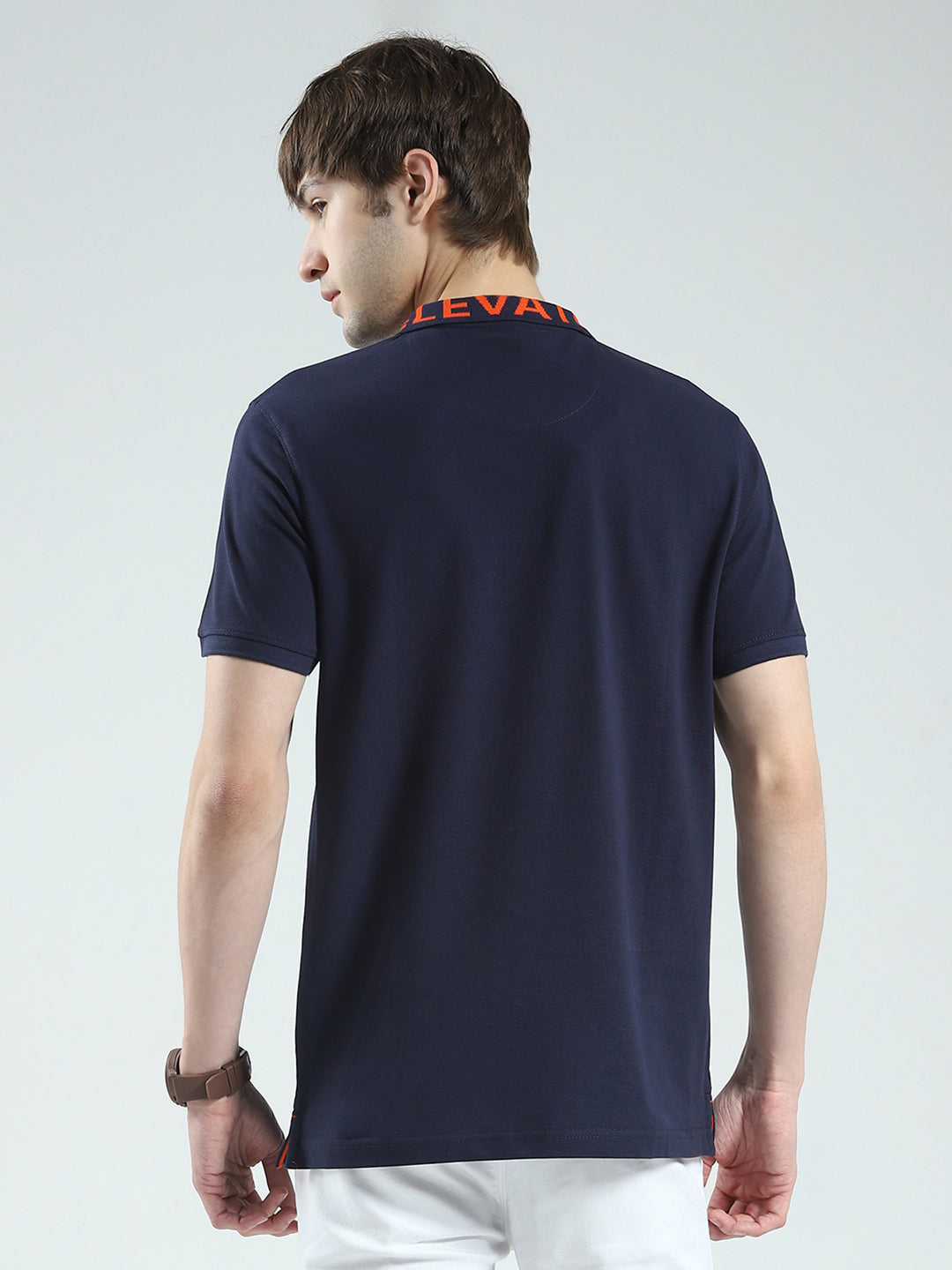 Rock.it Men Navy Blue Solid Collar Half Sleeve T-Shirt