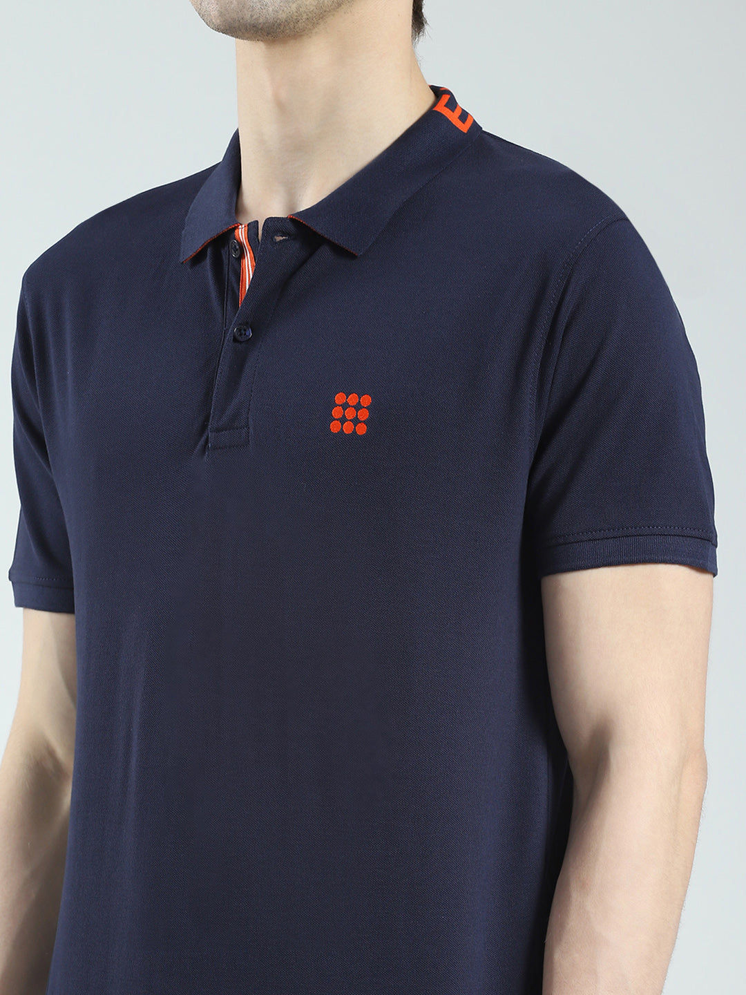 Rock.it Men Navy Blue Solid Collar Half Sleeve T-Shirt