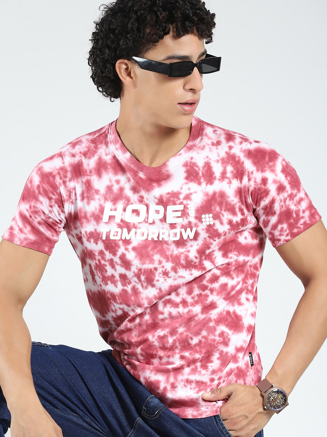 Rock.it Men Maroon Printed Round Neck Half Sleeve T-Shirt