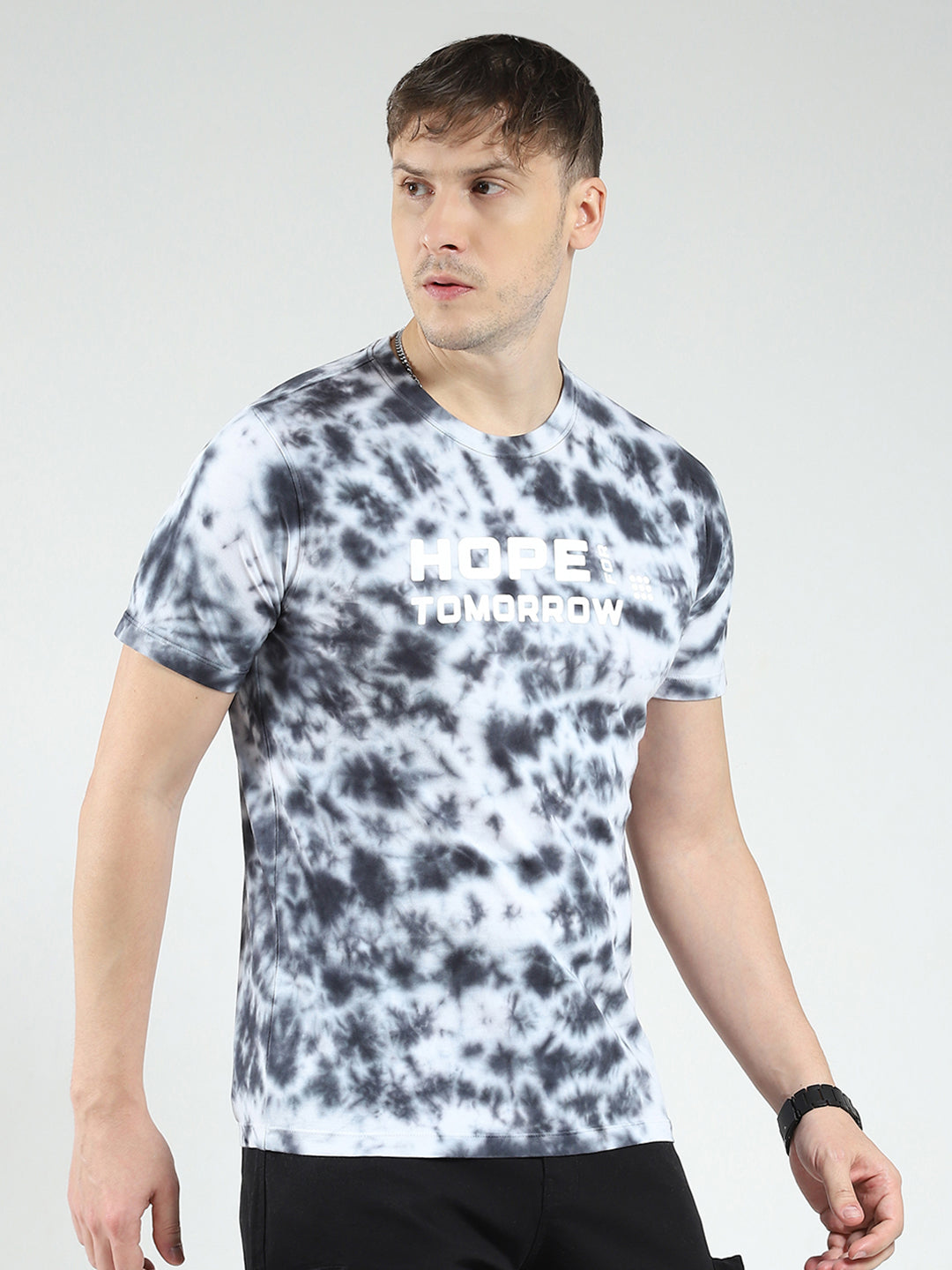 Rock.it Men Grey Printed Round Neck Half Sleeve T-Shirt