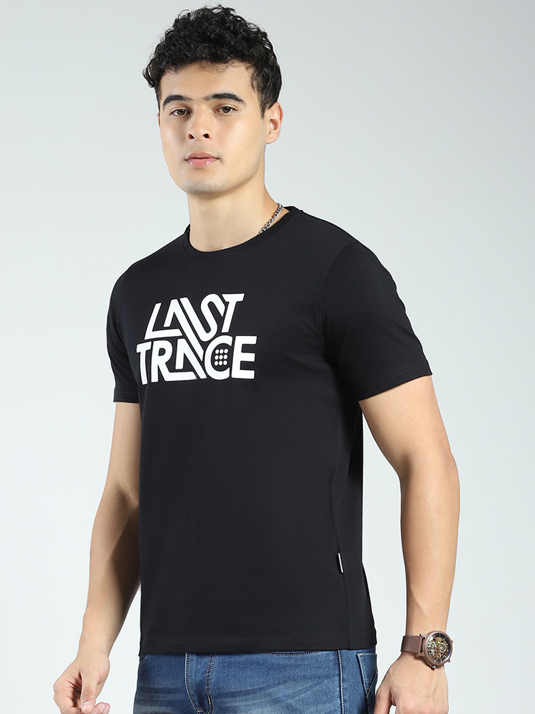 Rock.it Men Black Printed Round Neck Half Sleeve T-Shirt