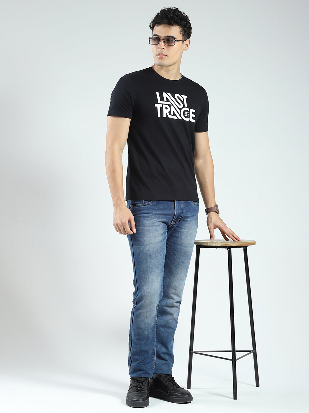 Rock.it Men Black Printed Round Neck Half Sleeve T-Shirt
