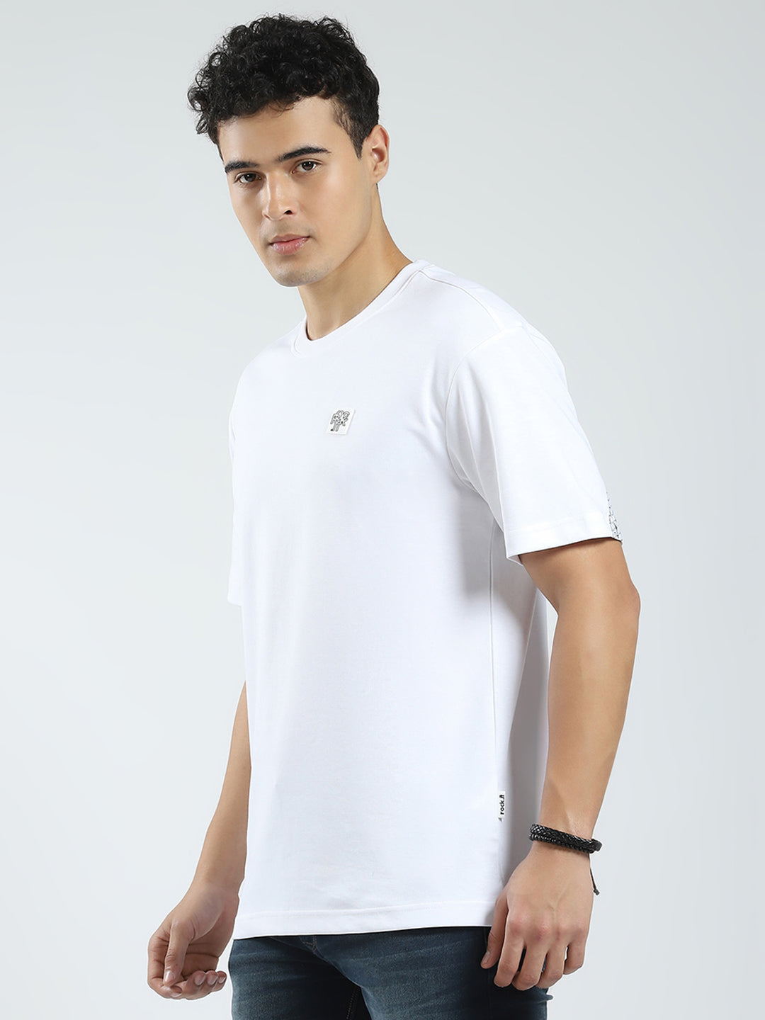 Rock.it Men White Solid Round Neck Half Sleeve T-Shirt
