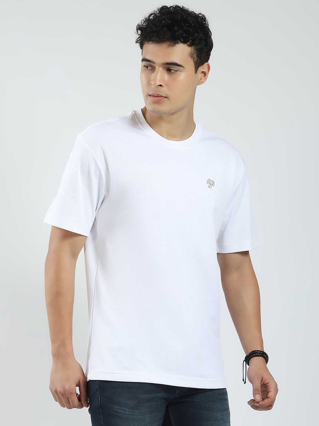 Rock.it Men White Solid Round Neck Half Sleeve T-Shirt