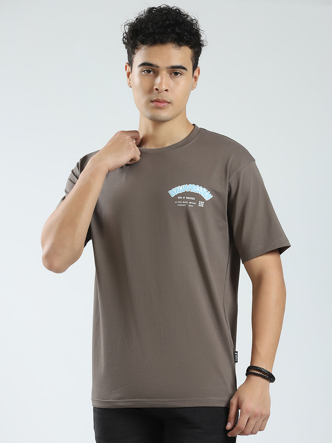Rock.it Men Brown Printed Round Neck Half Sleeve T-Shirt