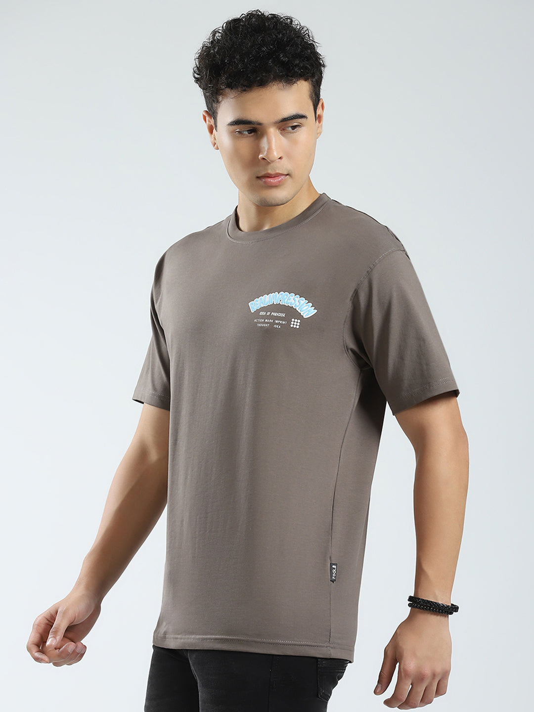 Rock.it Men Brown Printed Round Neck Half Sleeve T-Shirt