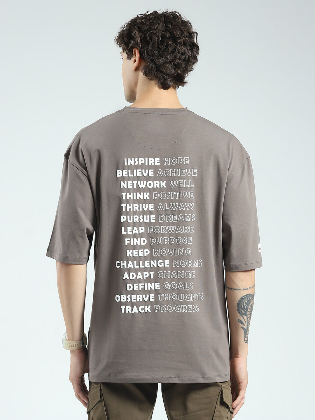 Rock.it Men Grey Printed Round Neck Half Sleeve T-Shirt