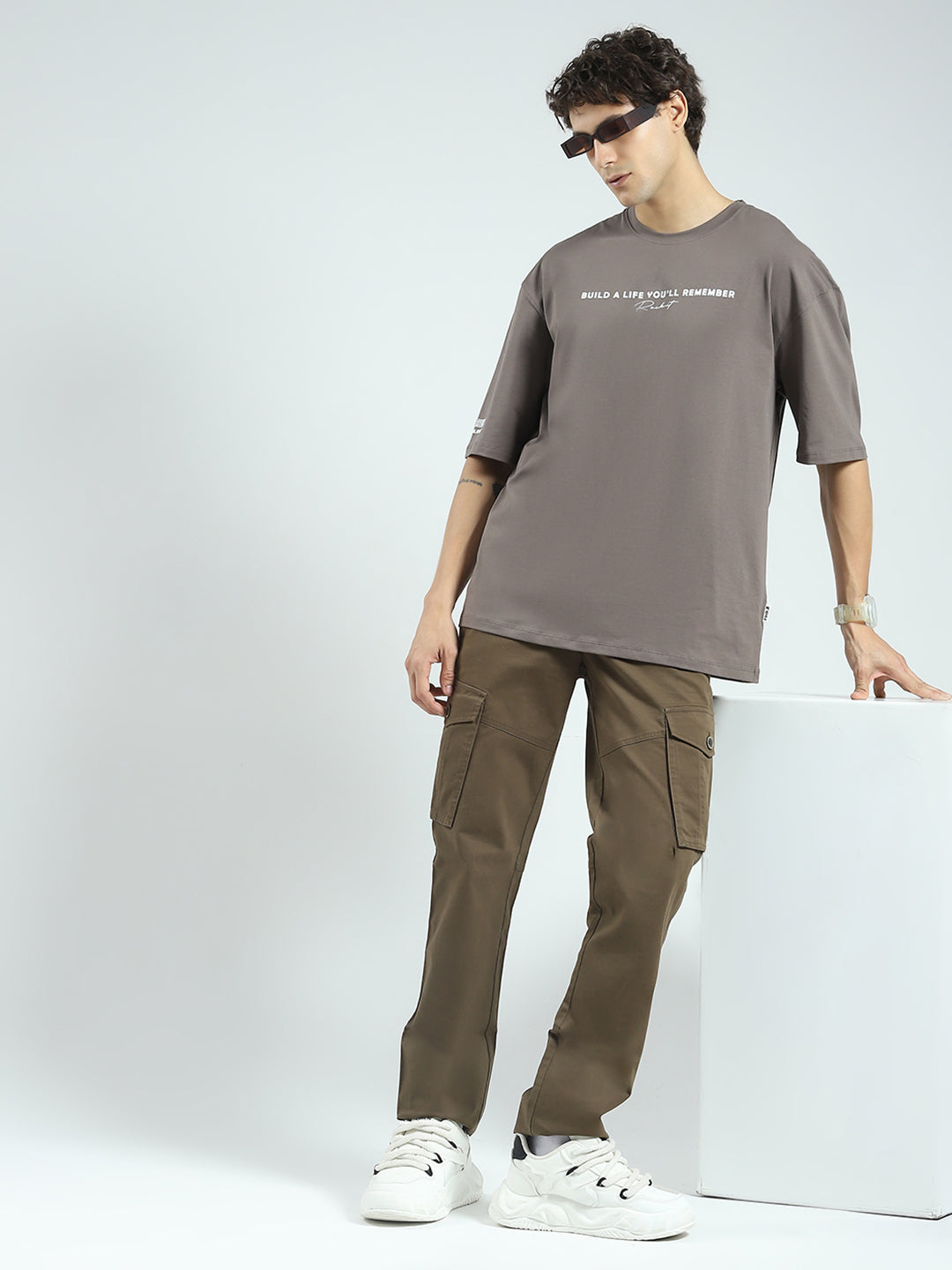 Rock.it Men Grey Printed Round Neck Half Sleeve T-Shirt