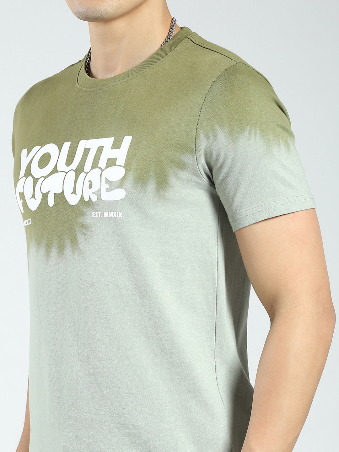 Rock.it Men Green Printed Round Neck Half Sleeve T-Shirt