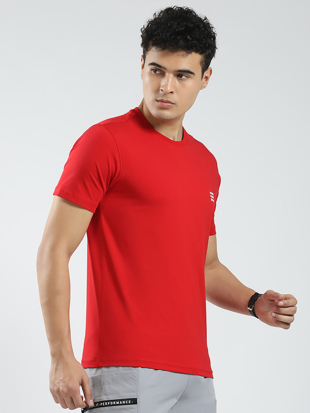 Rock.it Men Red Solid Round Neck Half Sleeve T-Shirt