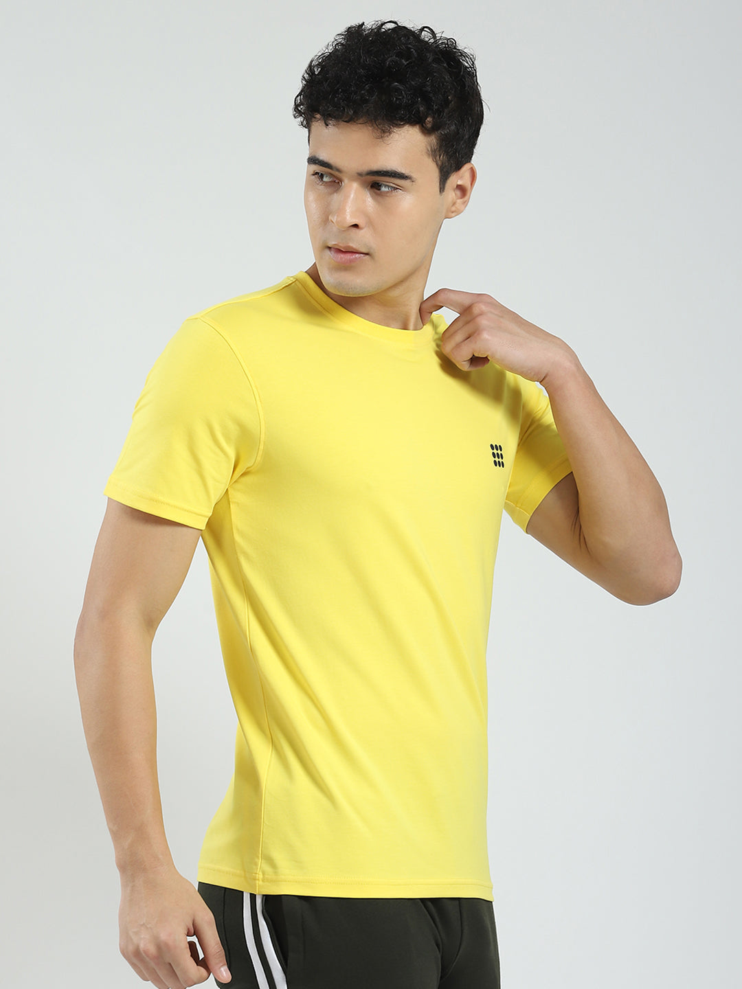 Rock.it Men Yellow Solid Round Neck Half Sleeve T-Shirt