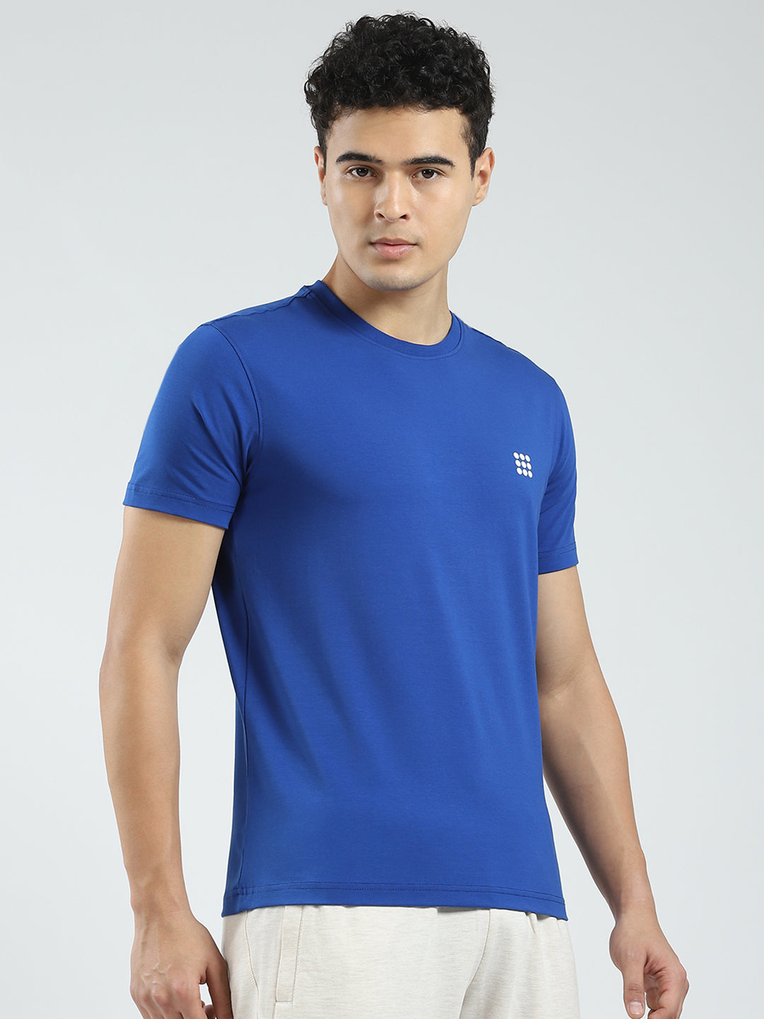 Rock.it Men Blue Solid Round Neck Half Sleeve T-Shirt