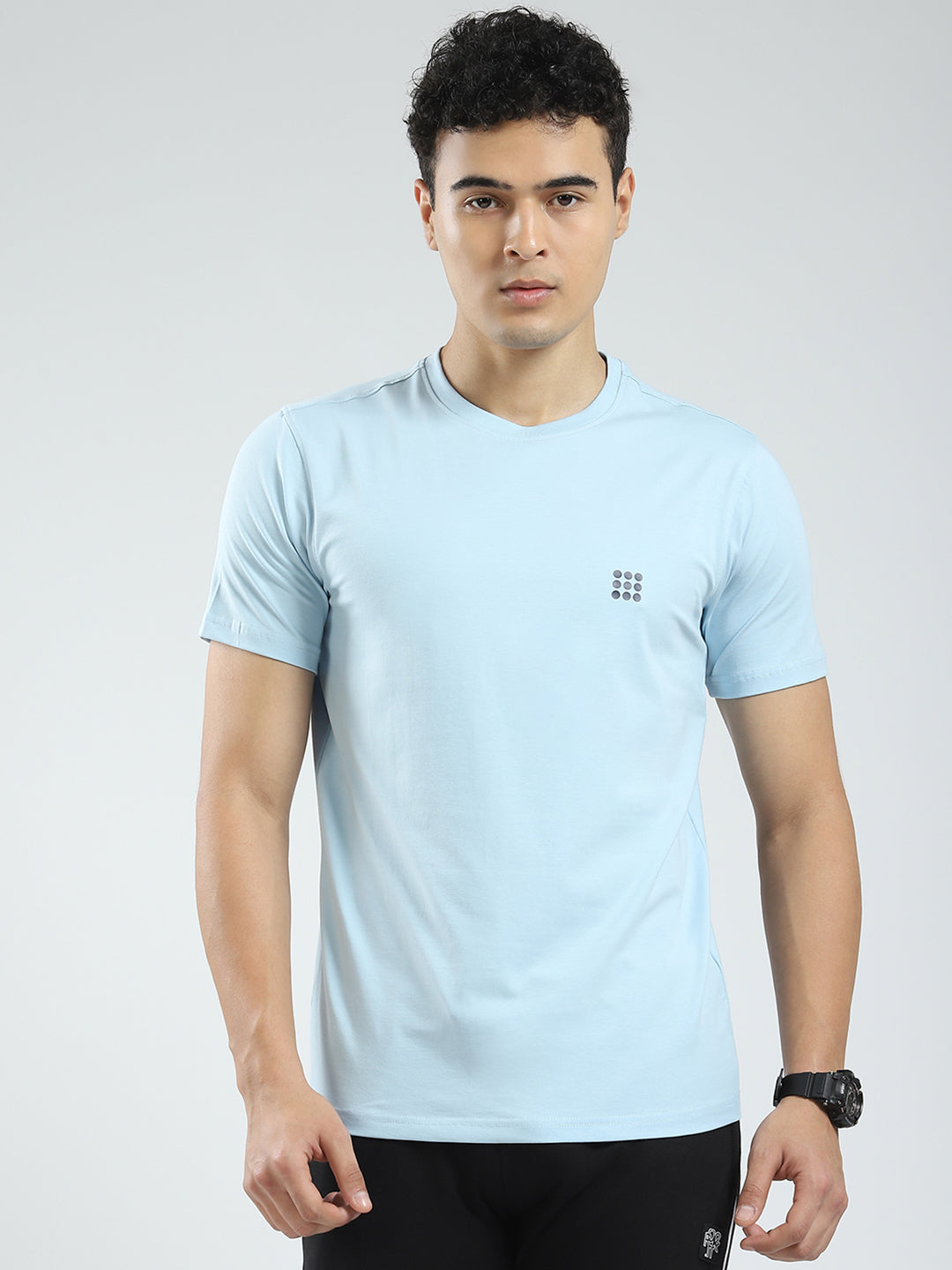 Rock.it Men Blue Solid Round Neck Half Sleeve T-Shirt