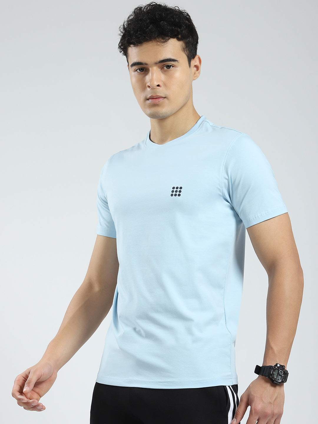 Rock.it Men Blue Solid Round Neck Half Sleeve T-Shirt
