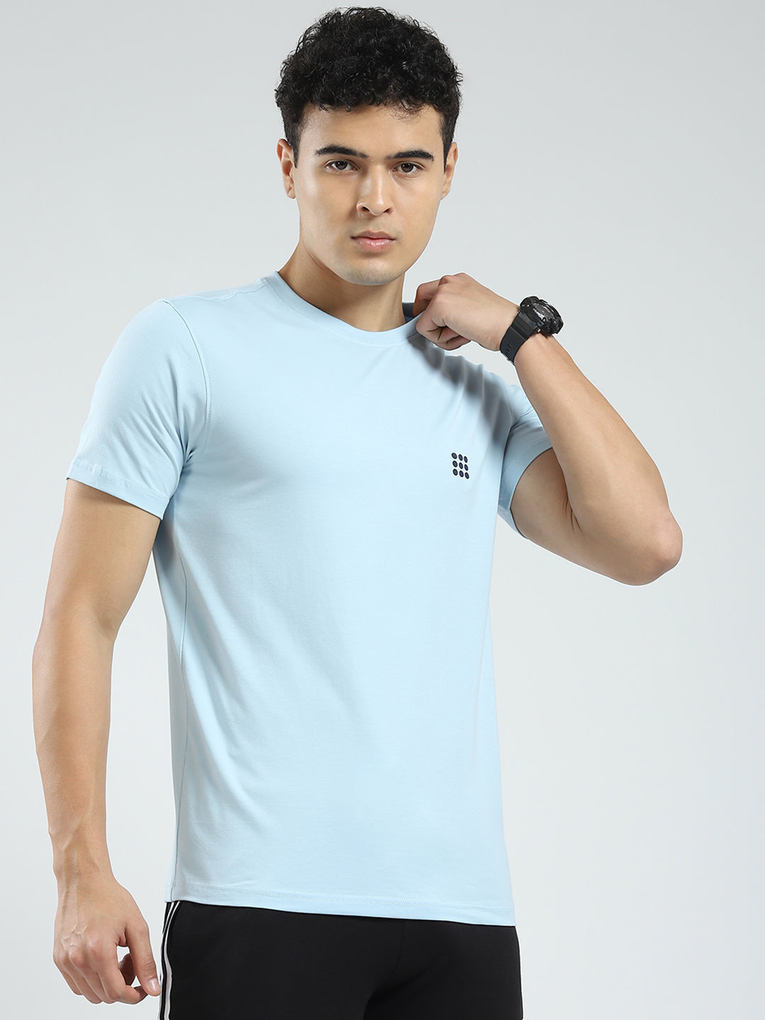 Rock.it Men Blue Solid Round Neck Half Sleeve T-Shirt