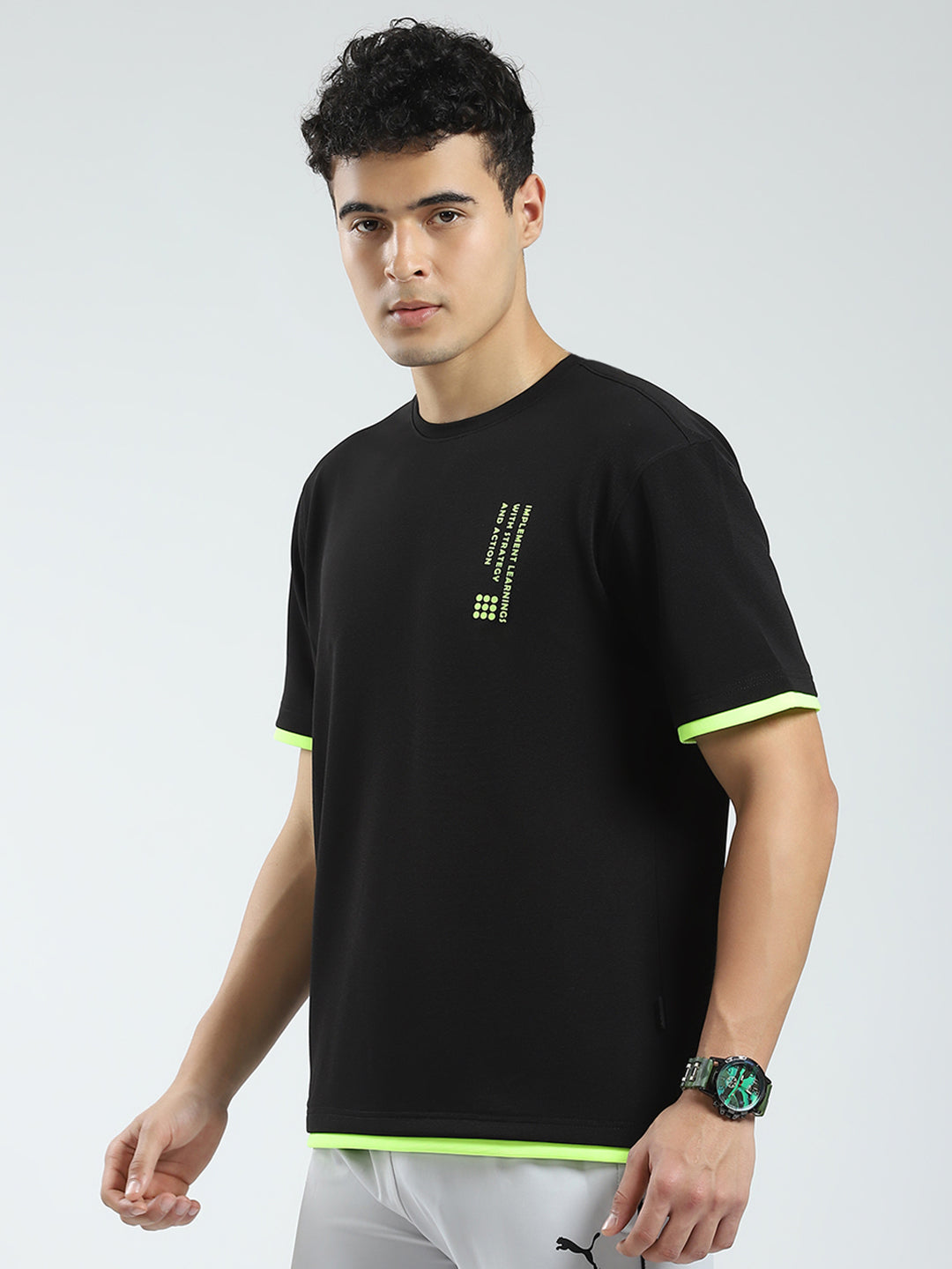 Rock.it Men Black Printed Round Neck Half Sleeve T-Shirt