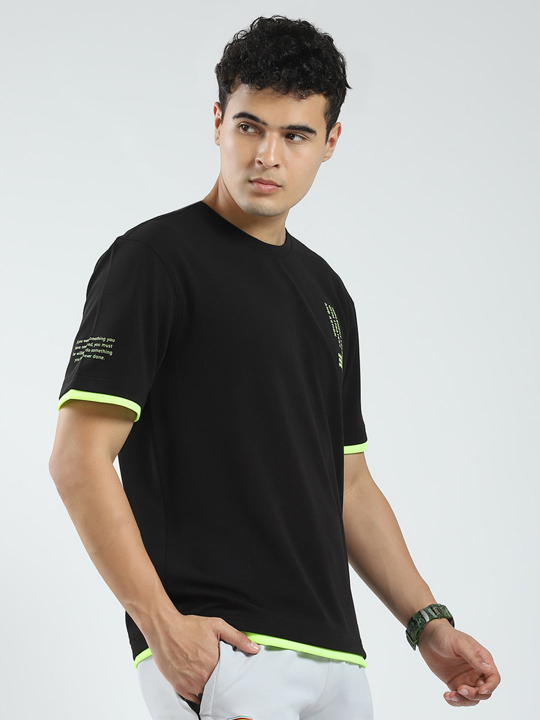 Rock.it Men Black Printed Round Neck Half Sleeve T-Shirt