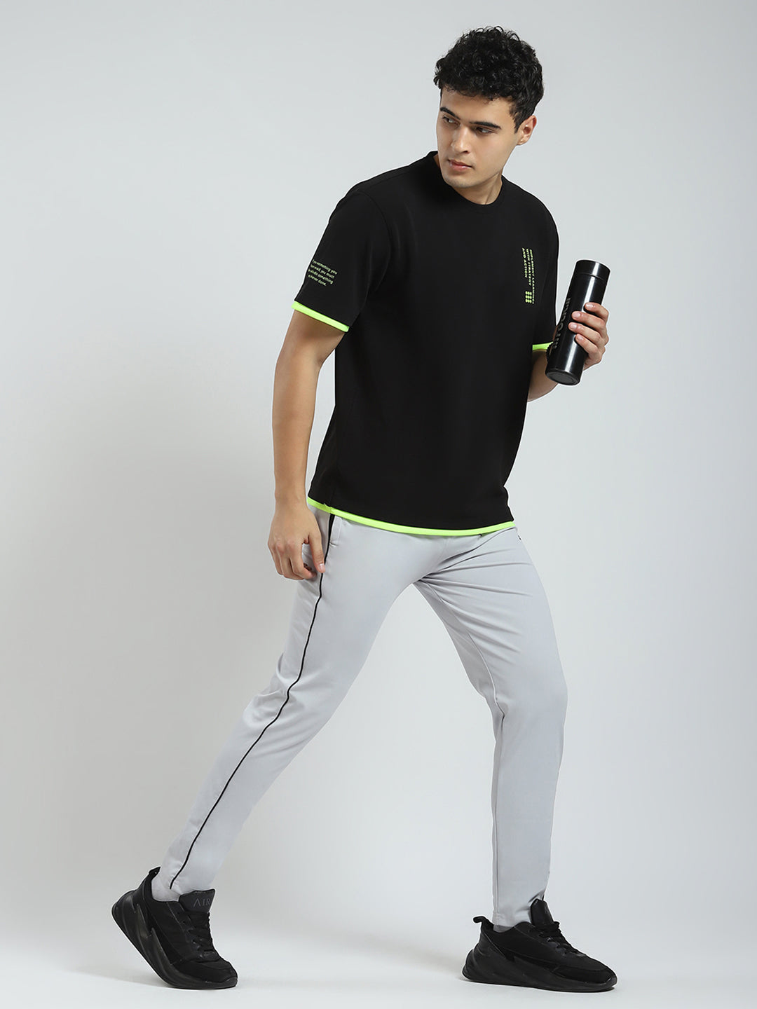 Rock.it Men Black Printed Round Neck Half Sleeve T-Shirt