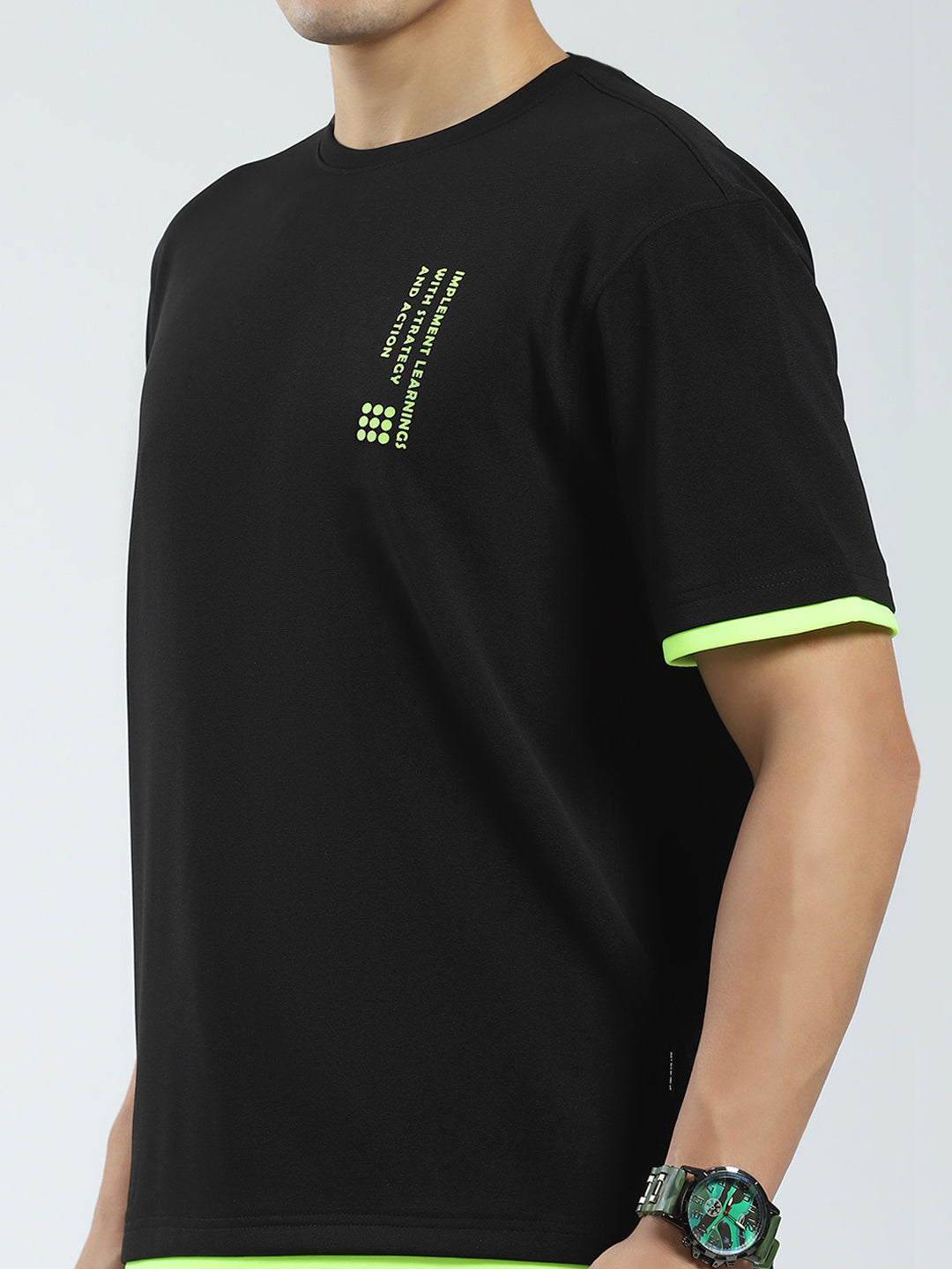 Rock.it Men Black Printed Round Neck Half Sleeve T-Shirt