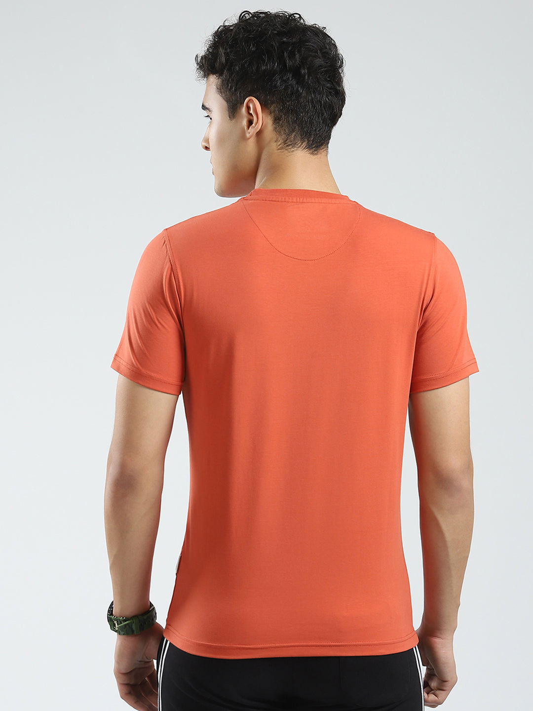 Rock.it Men Rust Solid Round Neck Half Sleeve T-Shirt
