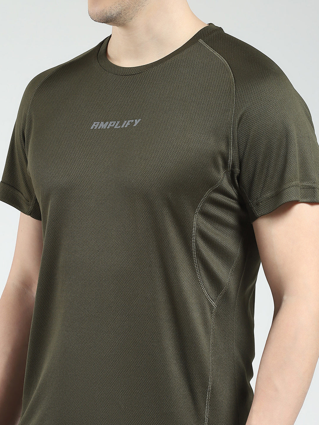 Rock.it Men Olive Printed Round Neck Half Sleeve T-Shirt